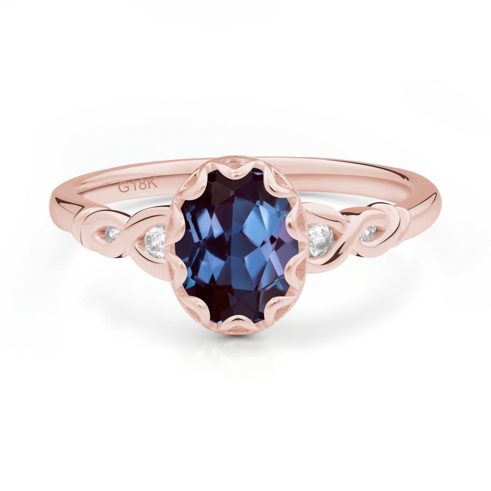 Alexandrite Vintage Oval Engagement Ring - LUO Jewelry #metal_18k rose gold