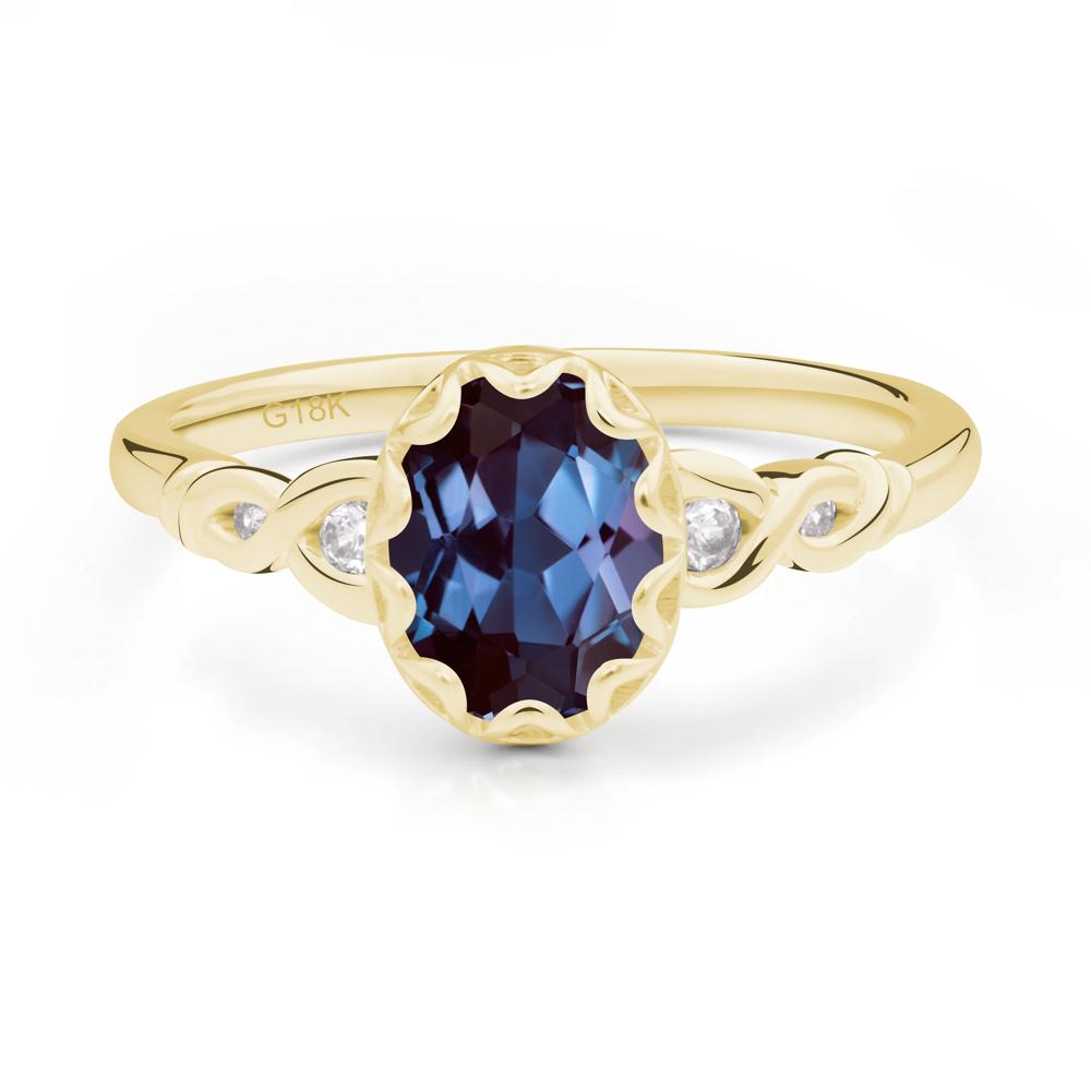 Alexandrite Vintage Oval Engagement Ring - LUO Jewelry #metal_18k yellow gold