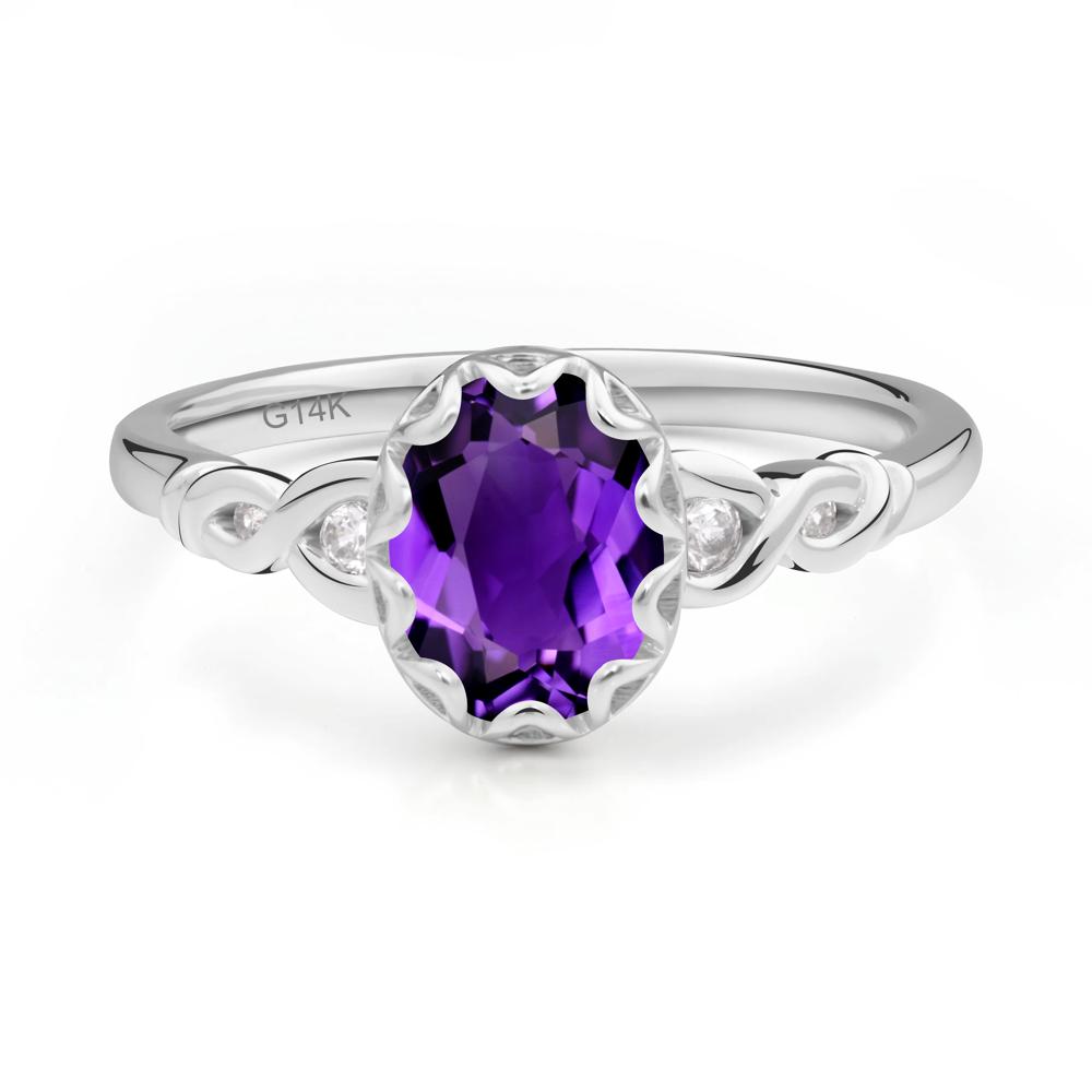 Amethyst Vintage Oval Engagement Ring - LUO Jewelry #metal_14k white gold