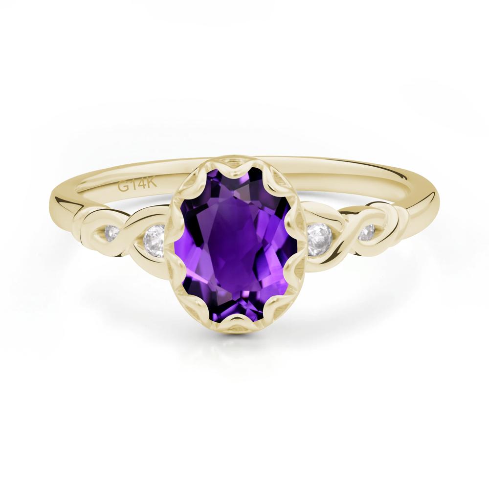 Amethyst Vintage Oval Engagement Ring - LUO Jewelry #metal_14k yellow gold