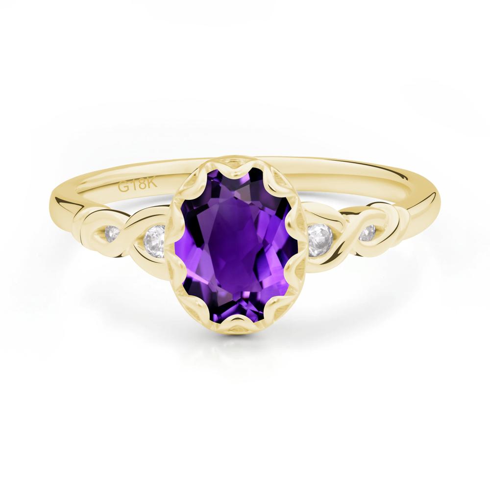 Amethyst Vintage Oval Engagement Ring - LUO Jewelry #metal_18k yellow gold