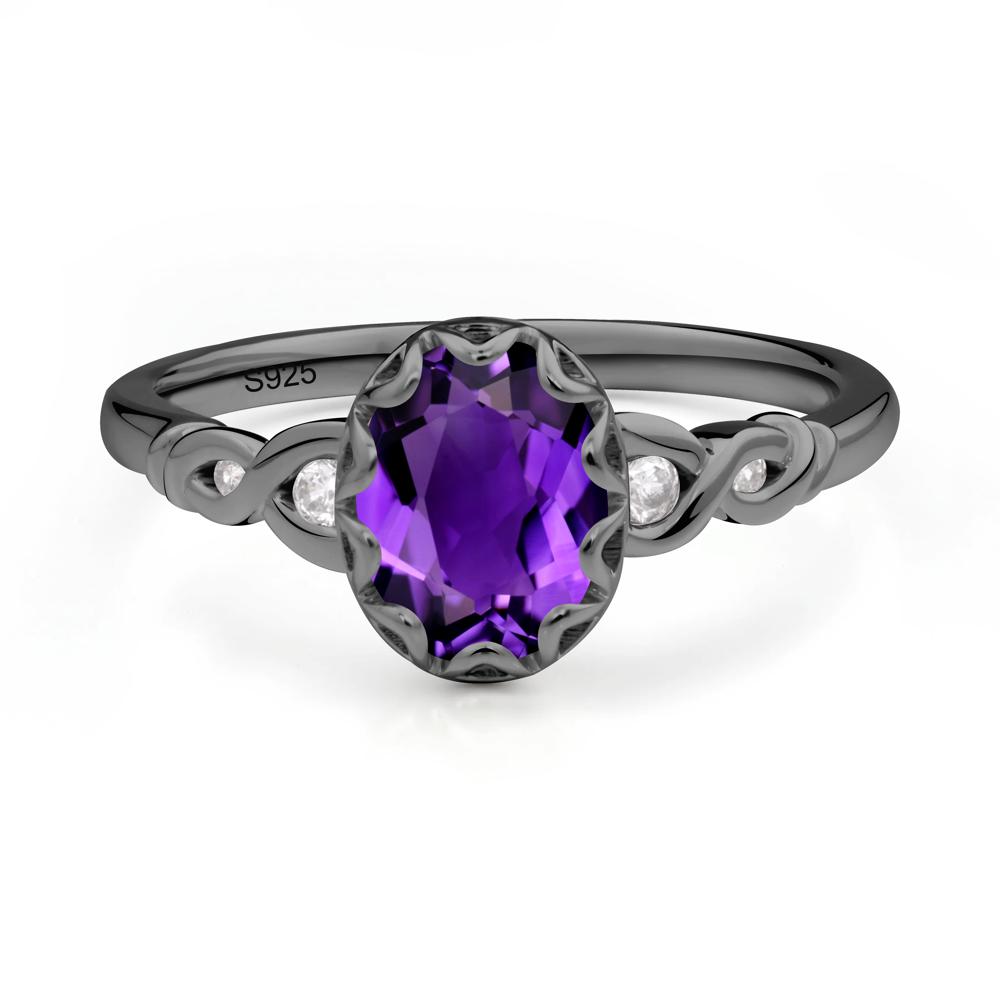 Amethyst Vintage Oval Engagement Ring - LUO Jewelry #metal_black finish sterling silver