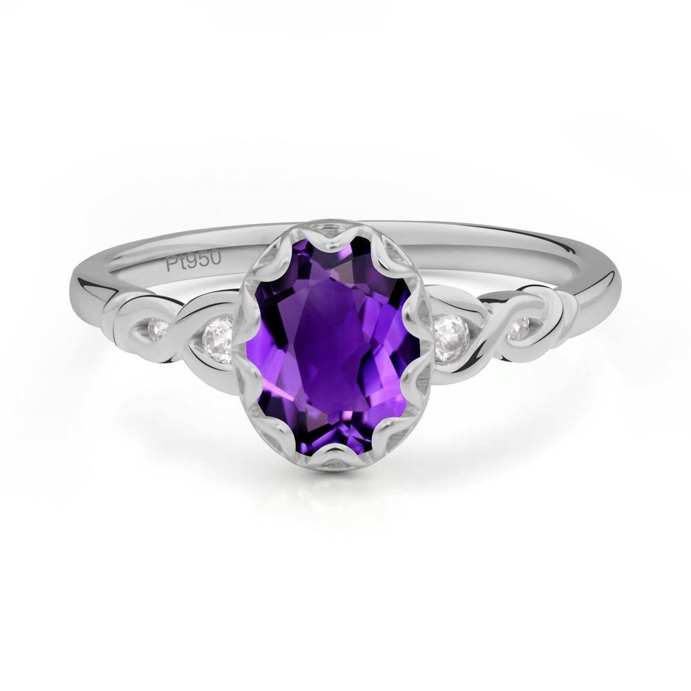 Amethyst Vintage Oval Engagement Ring - LUO Jewelry #metal_platinum