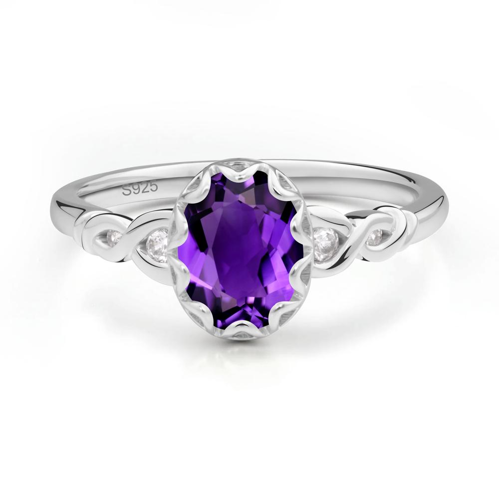 Amethyst Vintage Oval Engagement Ring - LUO Jewelry #metal_sterling silver