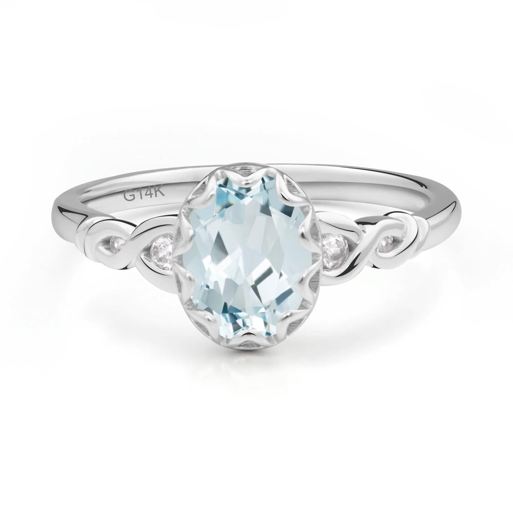 Vintage Aquamarine Oval Cut Engagement Ring - LUO Jewelry #metal_14k white gold