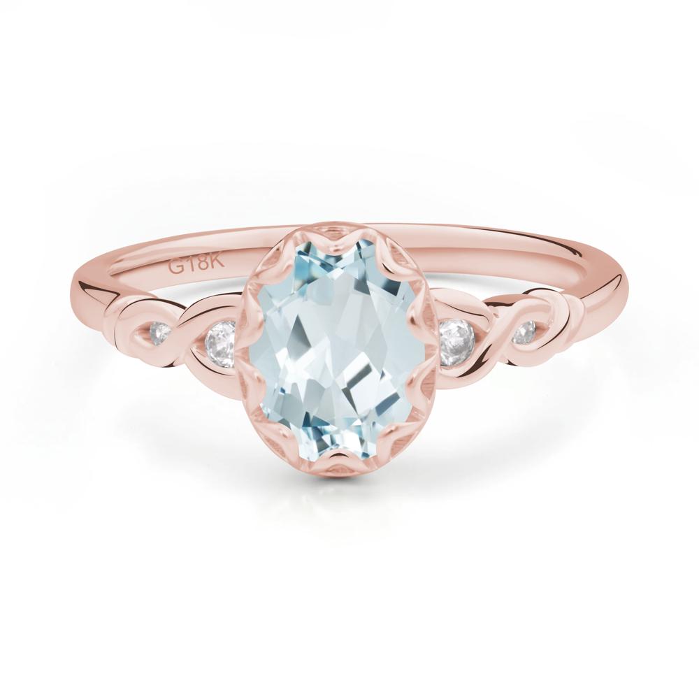 Vintage Aquamarine Oval Cut Engagement Ring - LUO Jewelry #metal_18k rose gold