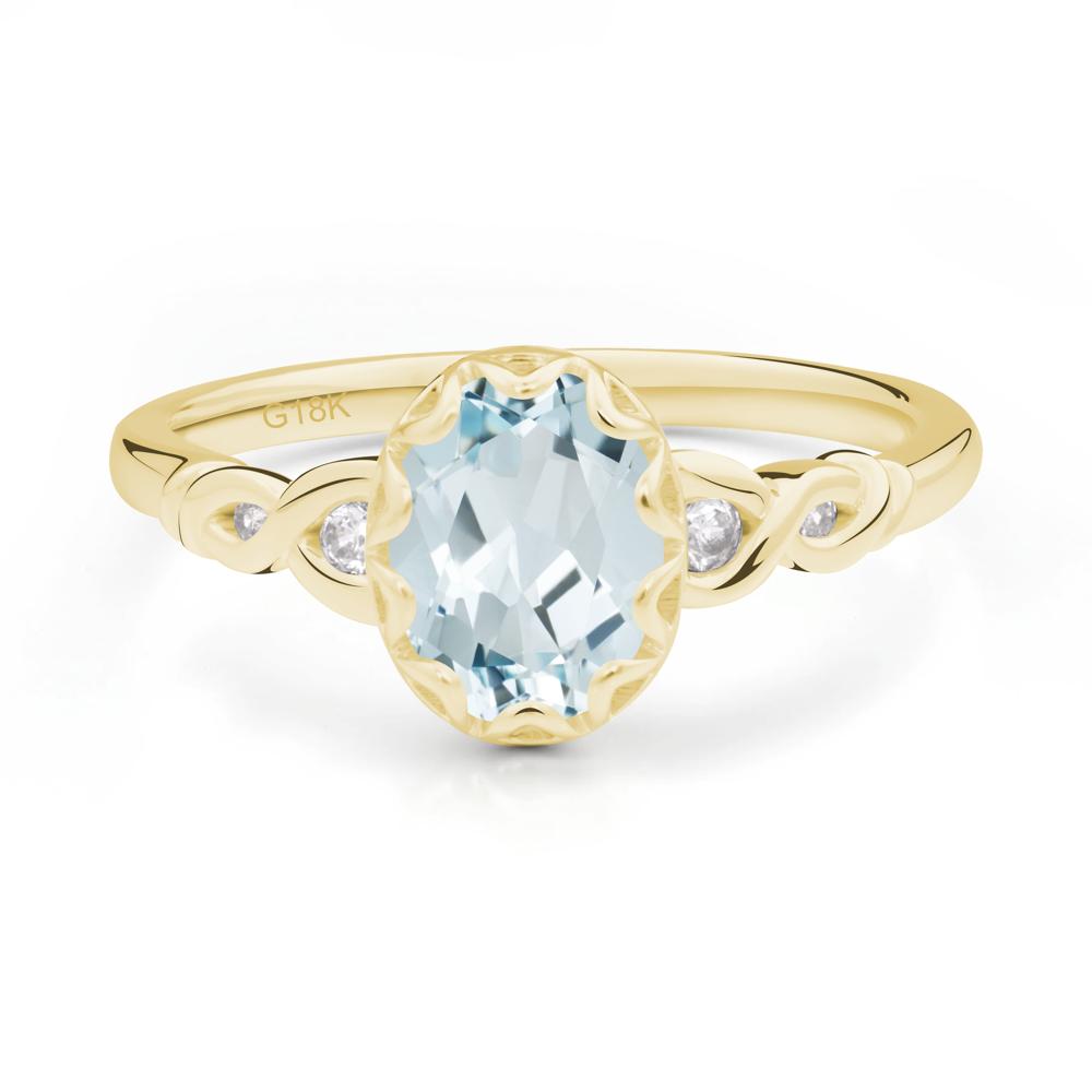 Vintage Aquamarine Oval Cut Engagement Ring - LUO Jewelry #metal_18k yellow gold