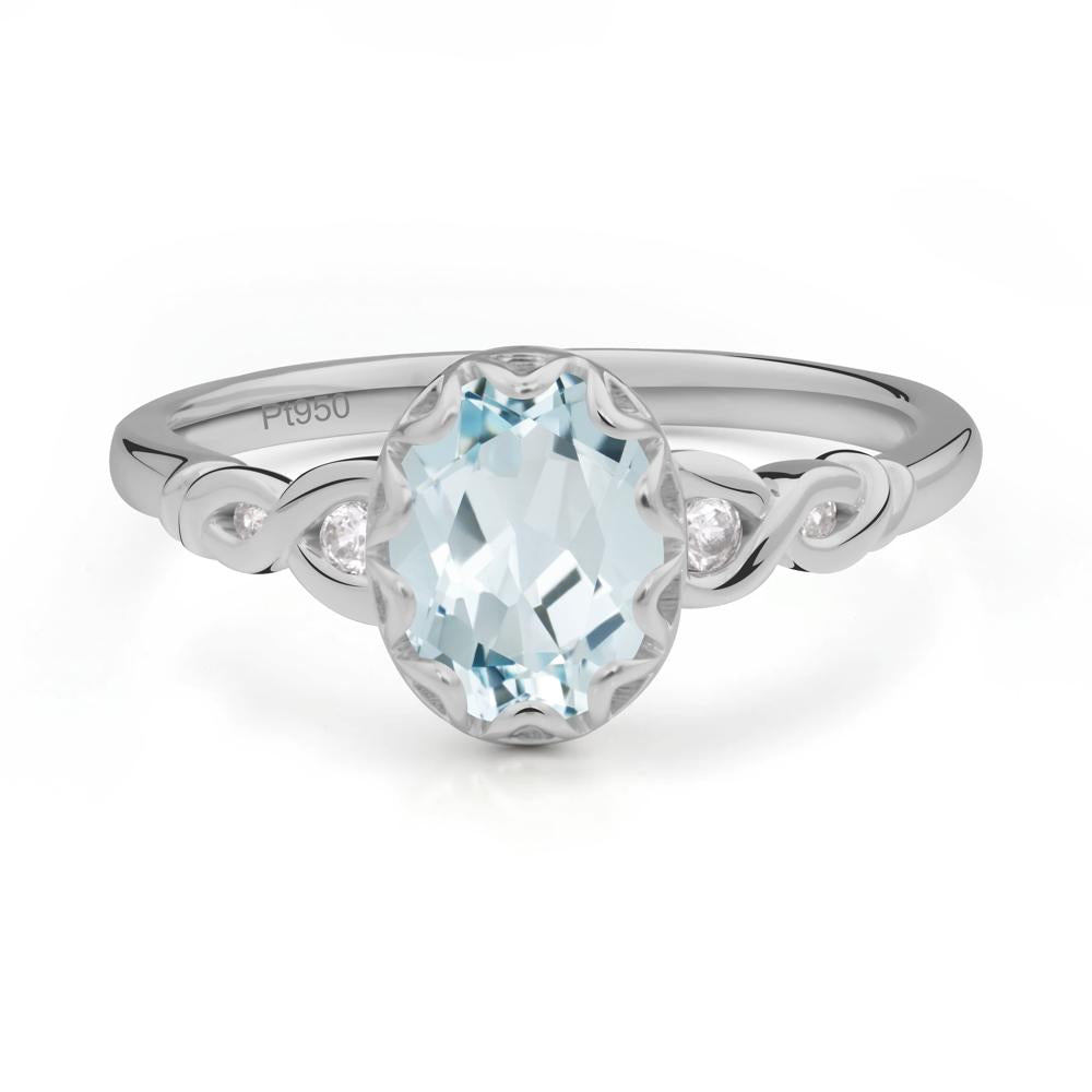 Vintage Aquamarine Oval Cut Engagement Ring - LUO Jewelry #metal_platinum