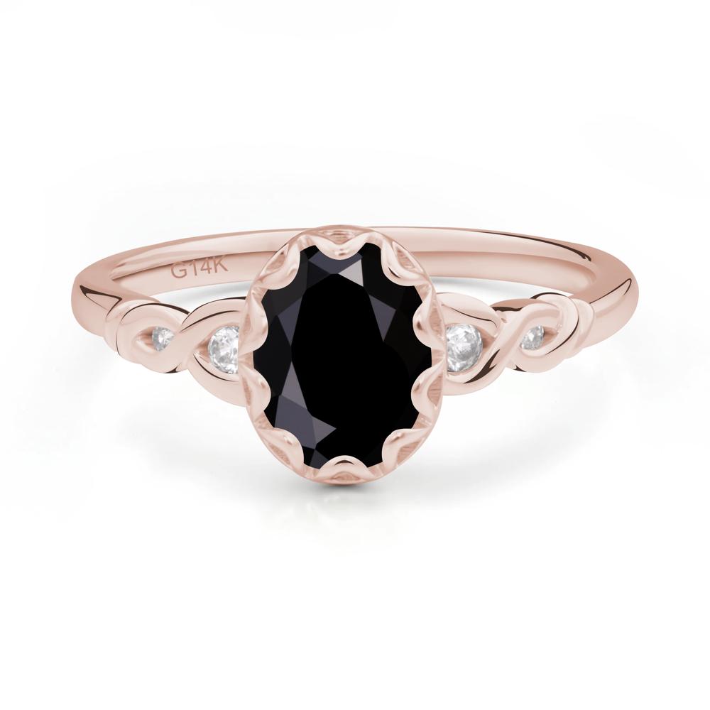 Black Spinel Vintage Oval Engagement Ring - LUO Jewelry #metal_14k rose gold