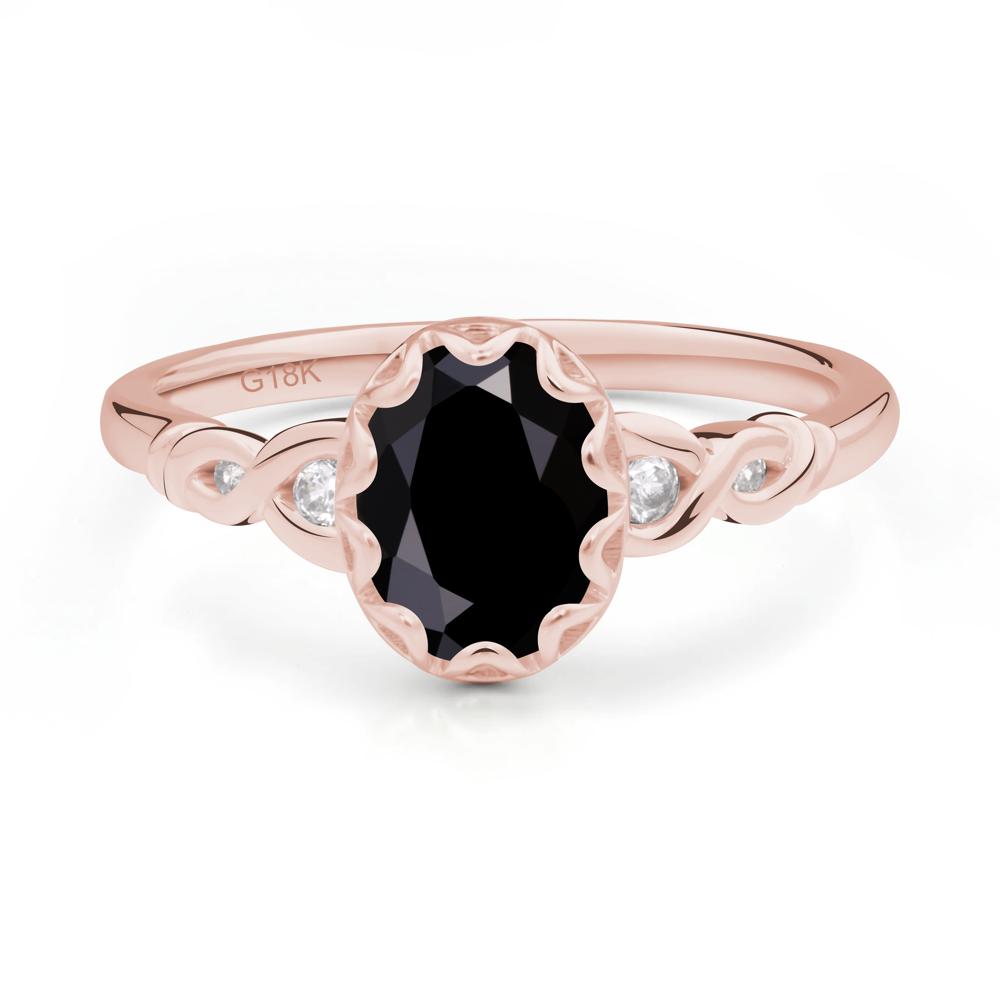 Black Spinel Vintage Oval Engagement Ring - LUO Jewelry #metal_18k rose gold