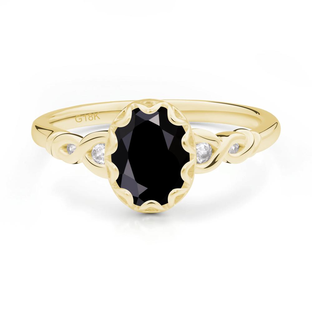 Black Spinel Vintage Oval Engagement Ring - LUO Jewelry #metal_18k yellow gold