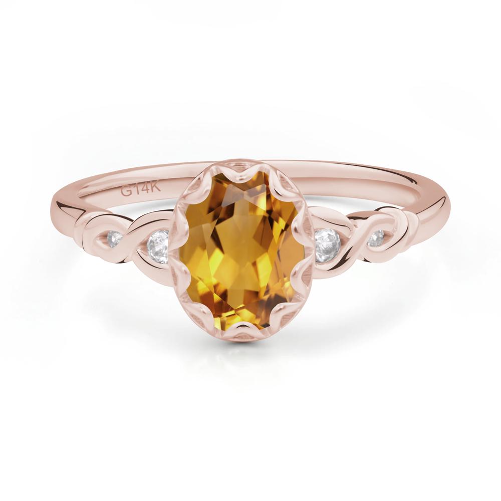 Vintage Citrine Oval Cut Engagement Ring - LUO Jewelry #metal_14k rose gold