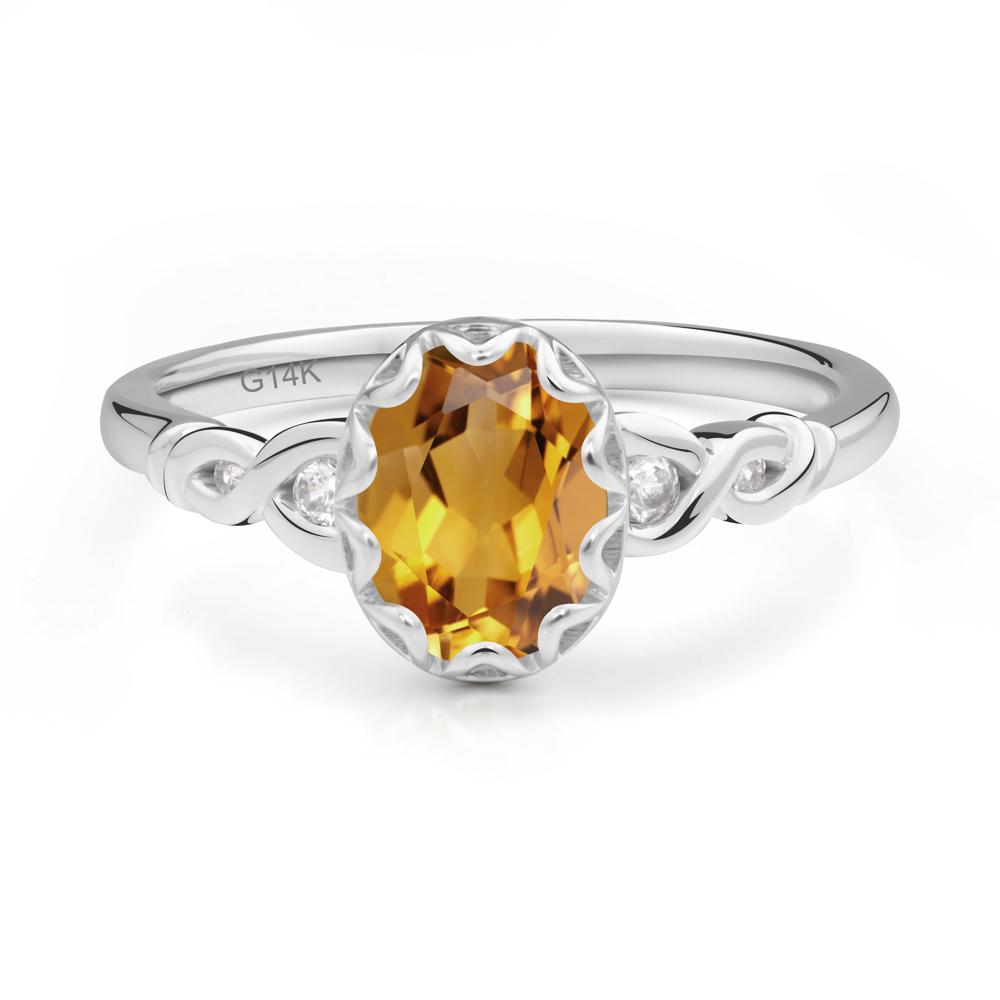 Vintage Citrine Oval Cut Engagement Ring - LUO Jewelry #metal_14k white gold