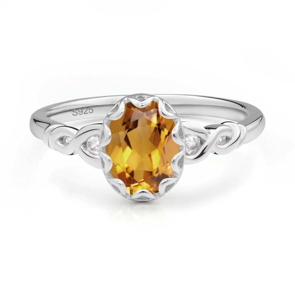 Vintage Citrine Oval Cut Engagement Ring - LUO Jewelry #metal_sterling silver