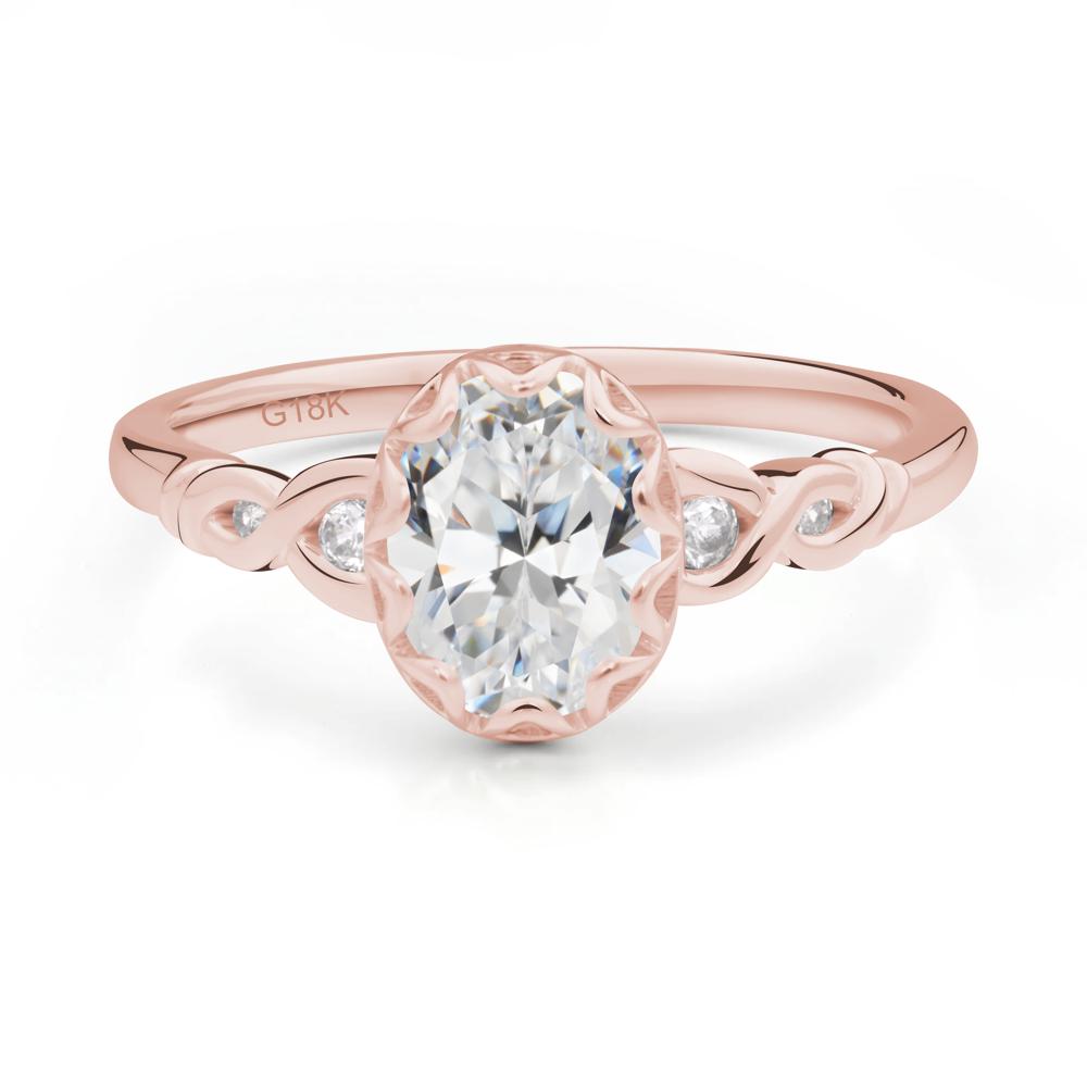 Cubic Zirconia Vintage Oval Engagement Ring - LUO Jewelry #metal_18k rose gold