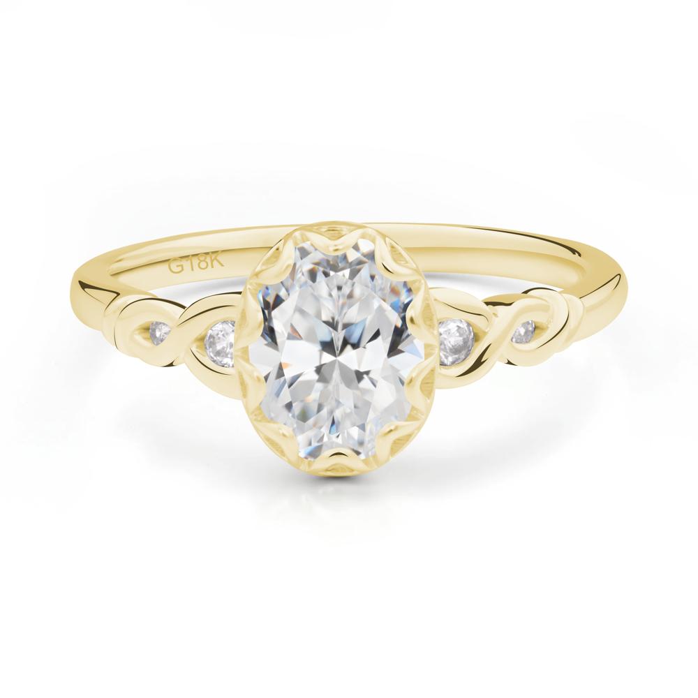 Cubic Zirconia Vintage Oval Engagement Ring - LUO Jewelry #metal_18k yellow gold