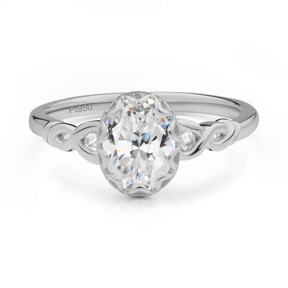 Cubic Zirconia Vintage Oval Engagement Ring - LUO Jewelry #metal_platinum
