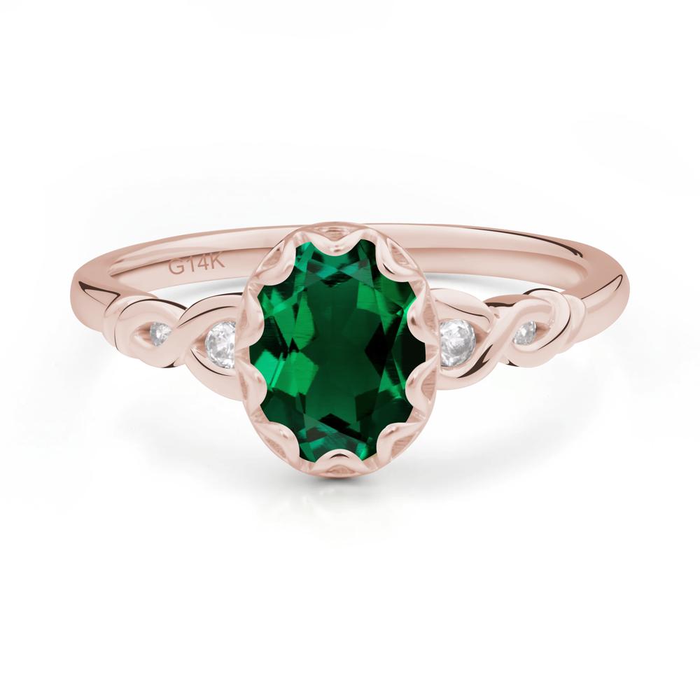 Vintage Emerald Oval Cut Engagement Ring - LUO Jewelry #metal_14k rose gold