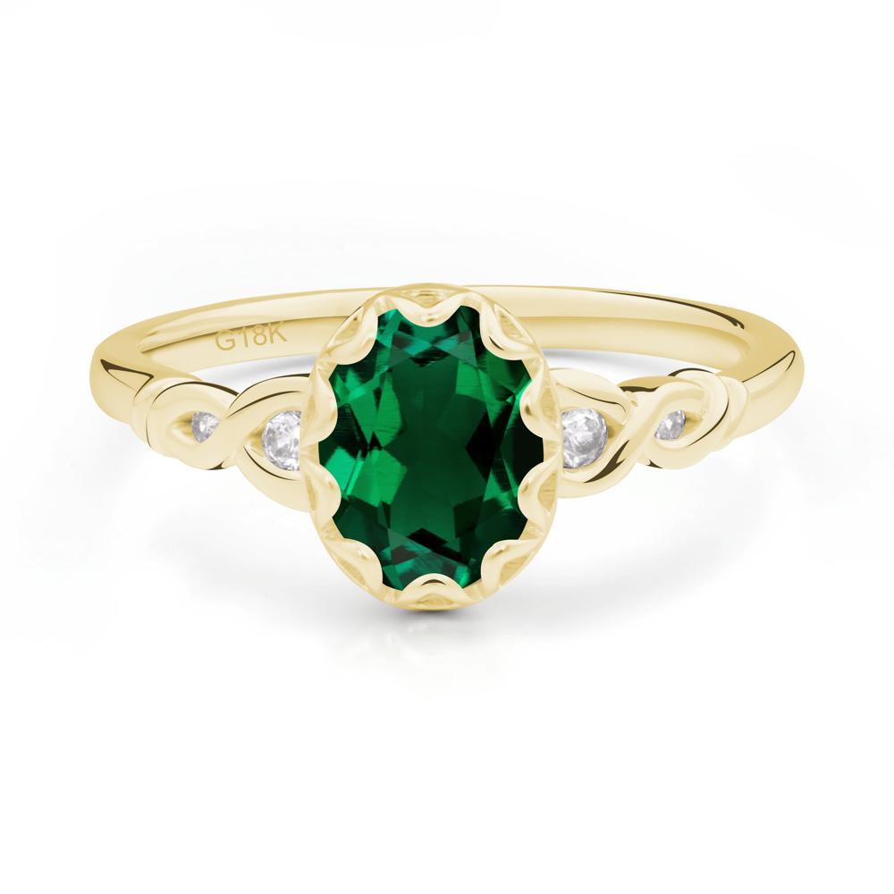 Vintage Emerald Oval Cut Engagement Ring - LUO Jewelry #metal_18k yellow gold