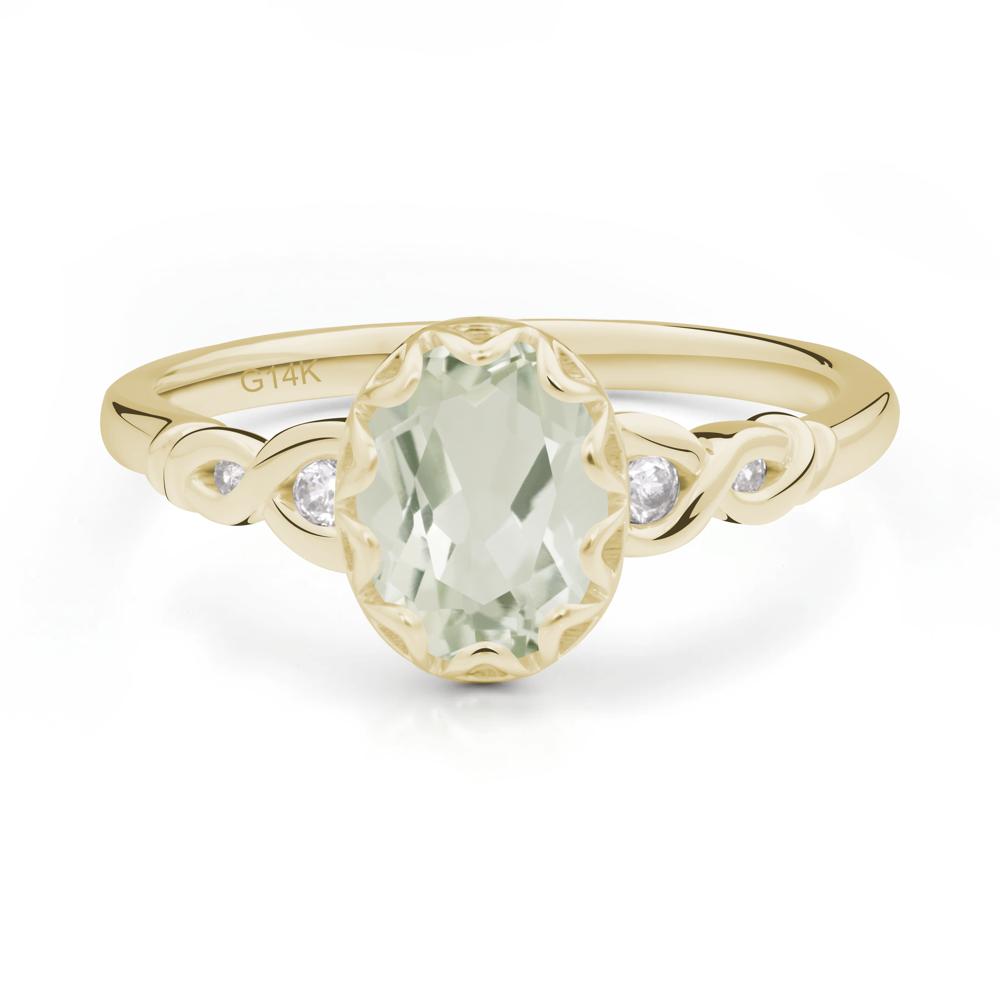 Green Amethyst Vintage Oval Engagement Ring - LUO Jewelry #metal_14k yellow gold