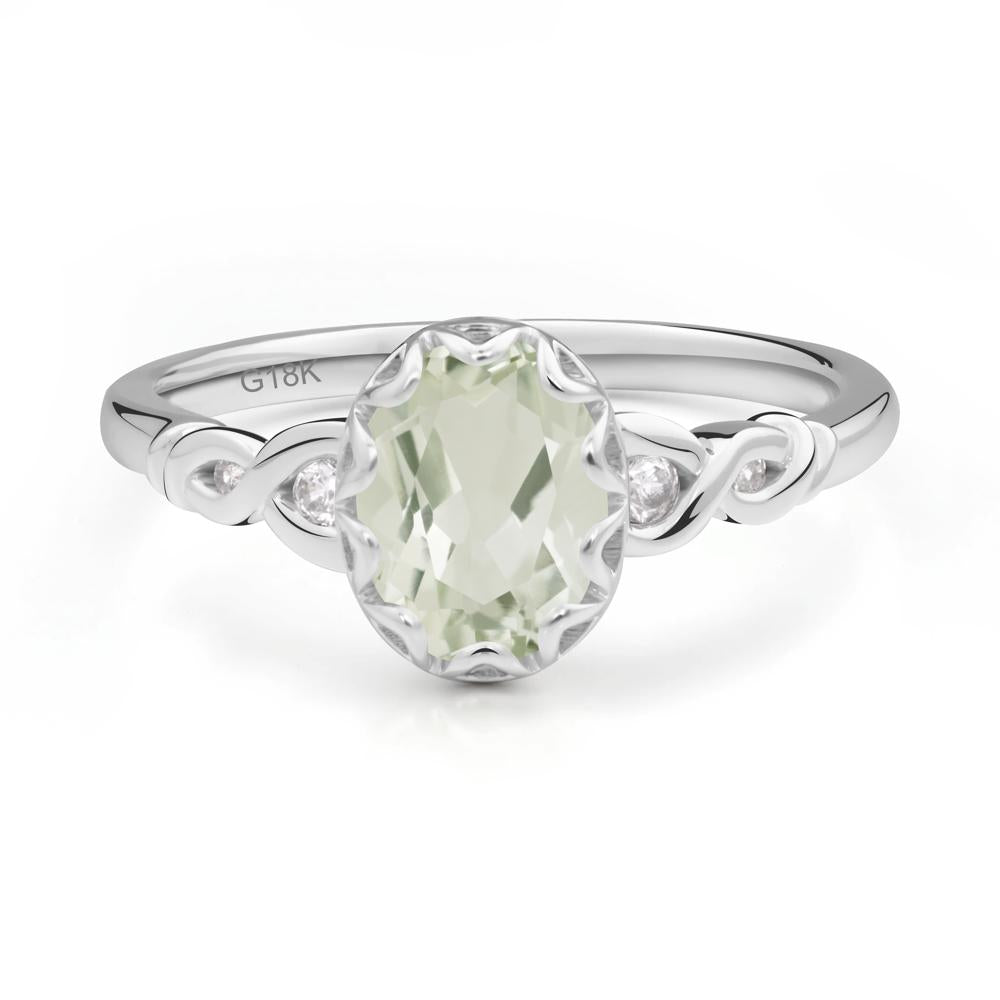Green Amethyst Vintage Oval Engagement Ring - LUO Jewelry #metal_18k white gold