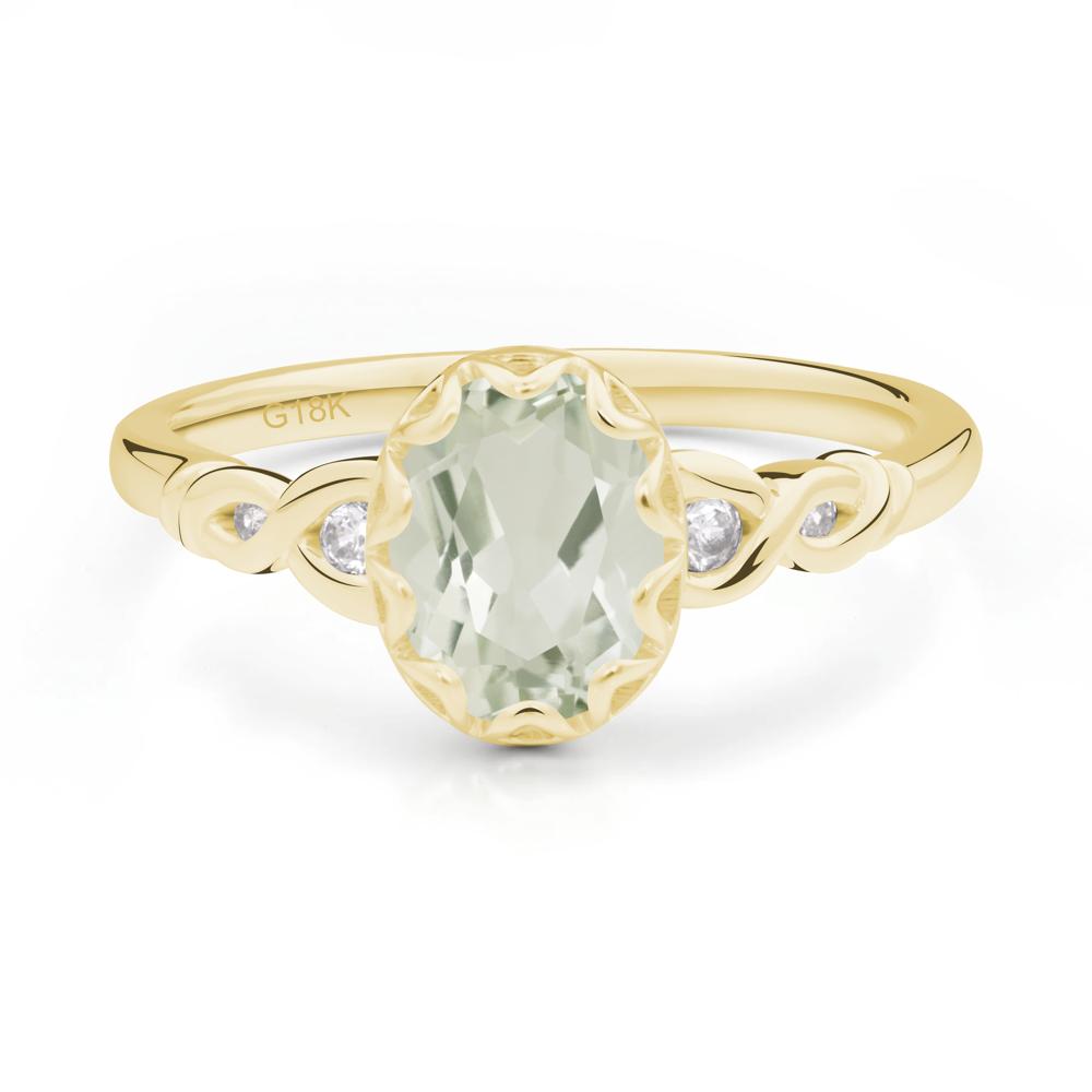Green Amethyst Vintage Oval Engagement Ring - LUO Jewelry #metal_18k yellow gold