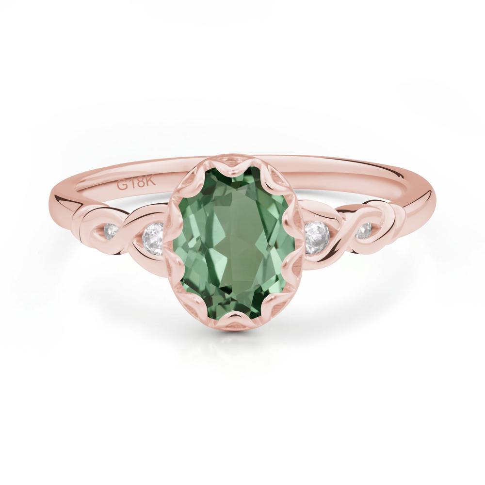 Green Sapphire Vintage Oval Engagement Ring - LUO Jewelry #metal_18k rose gold