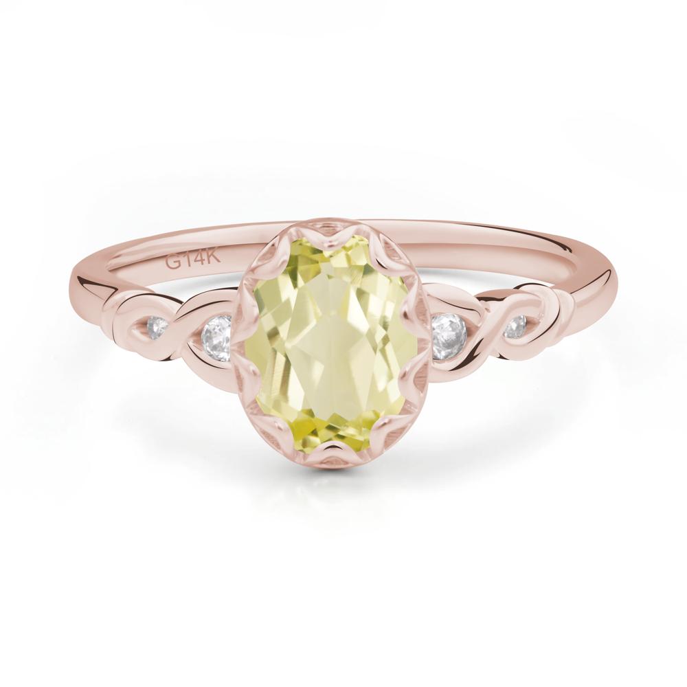 Lemon Quartz Vintage Oval Engagement Ring - LUO Jewelry #metal_14k rose gold