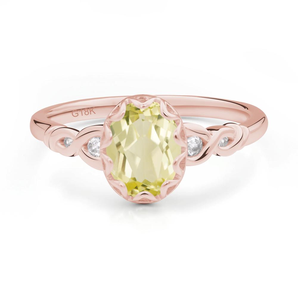 Lemon Quartz Vintage Oval Engagement Ring - LUO Jewelry #metal_18k rose gold