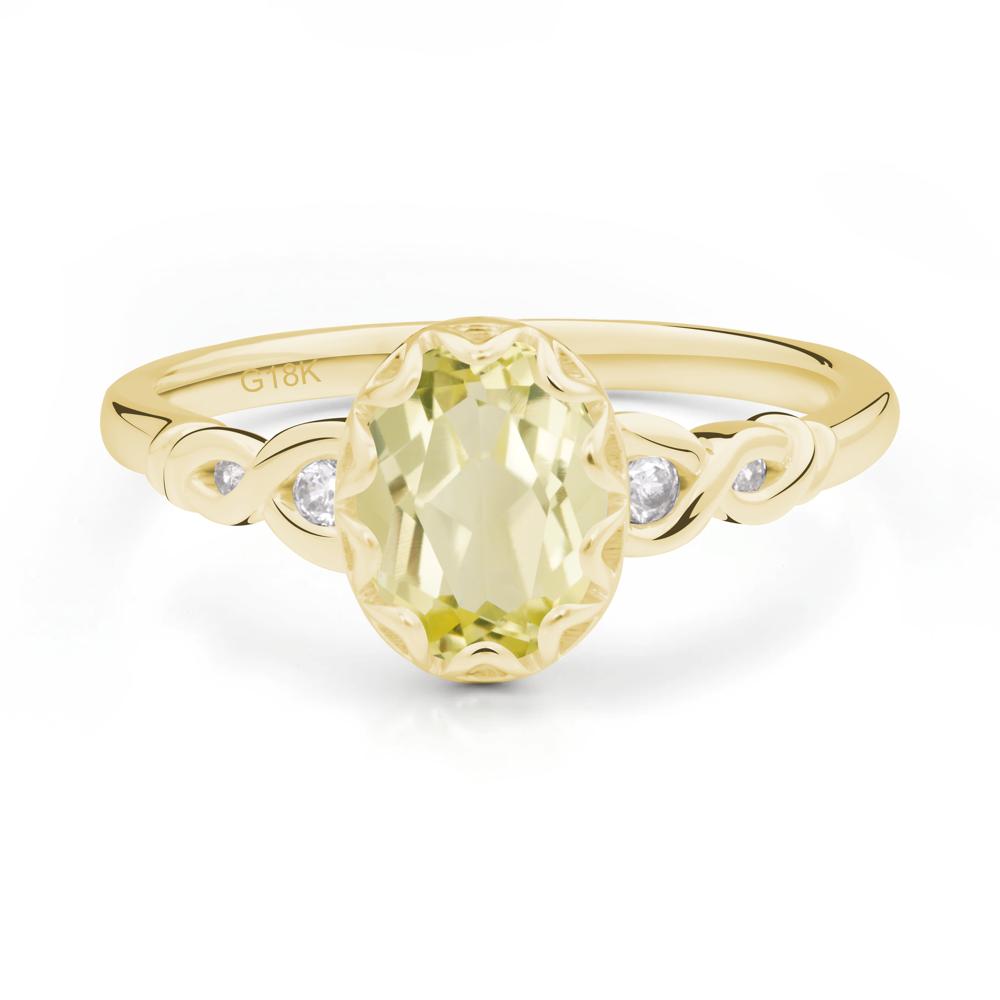 Lemon Quartz Vintage Oval Engagement Ring - LUO Jewelry #metal_18k yellow gold