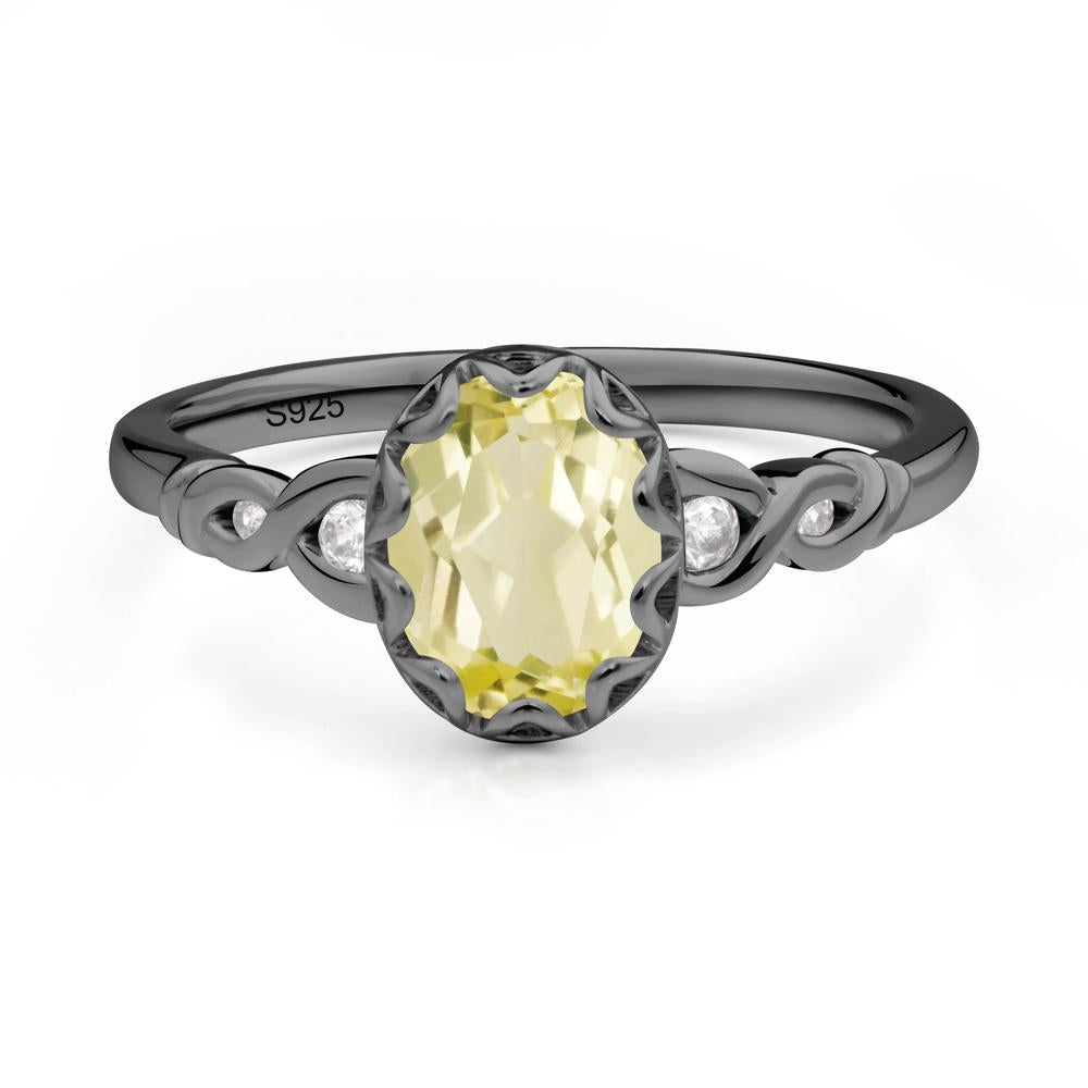 Lemon Quartz Vintage Oval Engagement Ring - LUO Jewelry #metal_black finish sterling silver