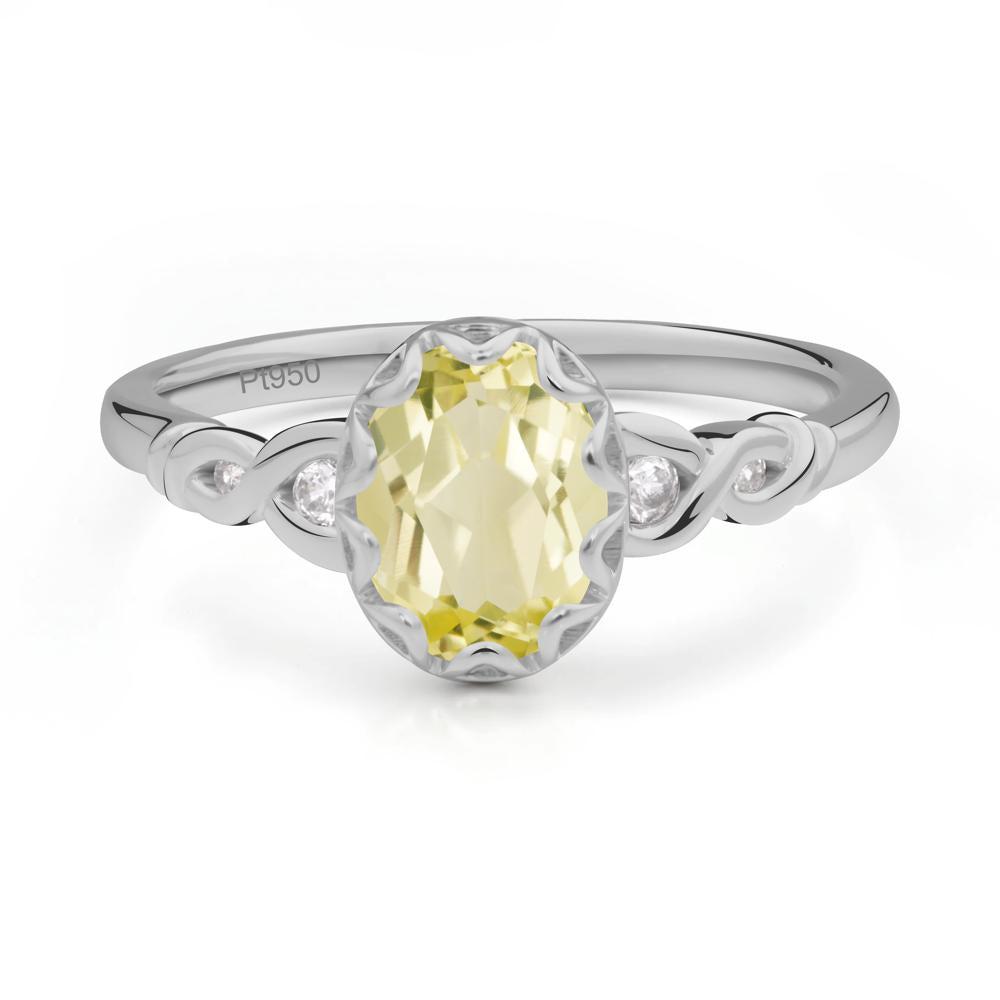 Lemon Quartz Vintage Oval Engagement Ring - LUO Jewelry #metal_platinum