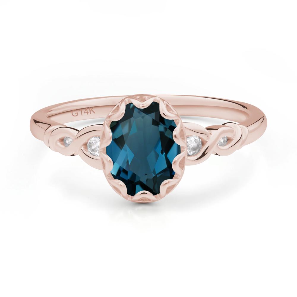 London Blue Topaz Vintage Oval Engagement Ring - LUO Jewelry #metal_14k rose gold