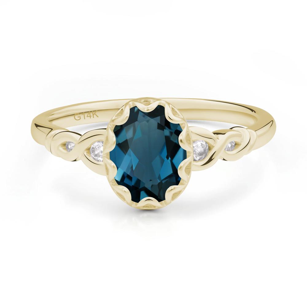 London Blue Topaz Vintage Oval Engagement Ring - LUO Jewelry #metal_14k yellow gold
