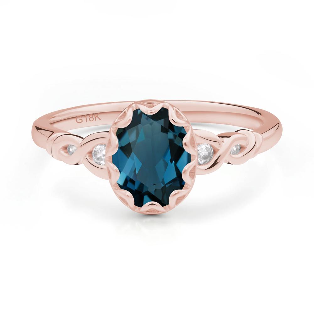 London Blue Topaz Vintage Oval Engagement Ring - LUO Jewelry #metal_18k rose gold