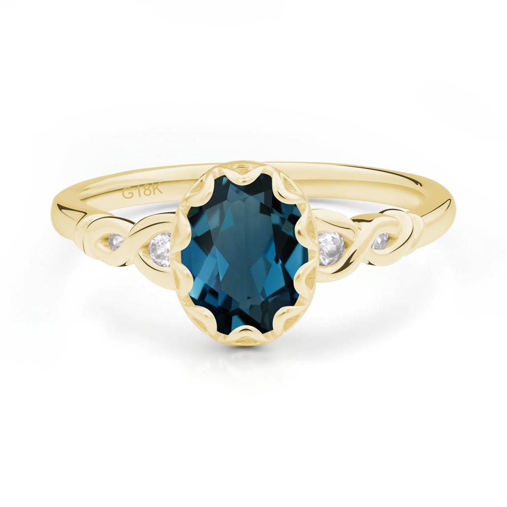 London Blue Topaz Vintage Oval Engagement Ring - LUO Jewelry #metal_18k yellow gold