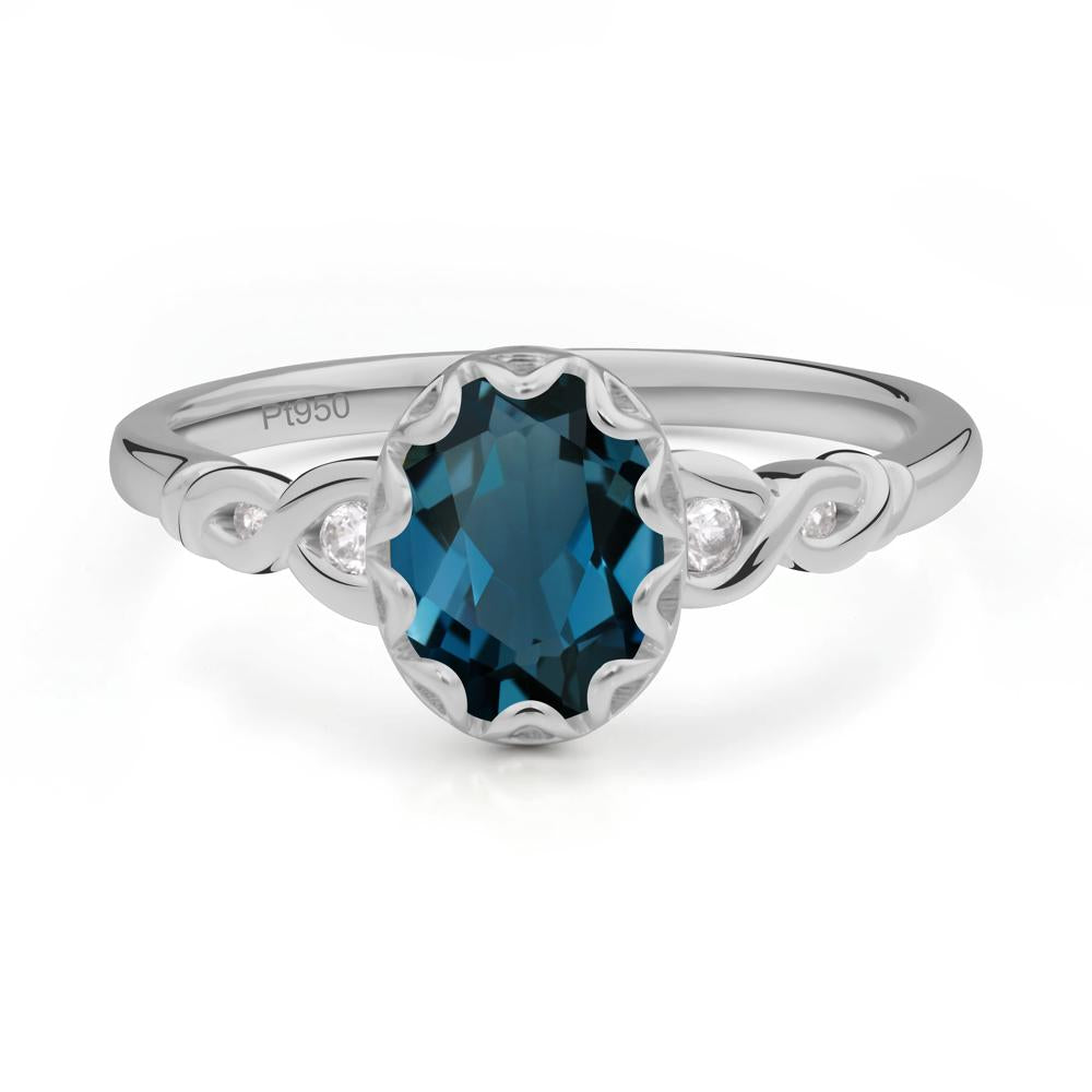 London Blue Topaz Vintage Oval Engagement Ring - LUO Jewelry #metal_platinum