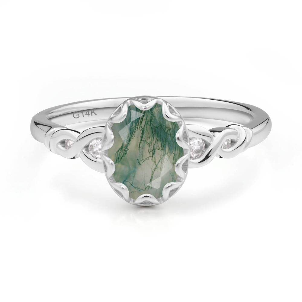Vintage Moss Agate Oval Cut Engagement Ring - LUO Jewelry #metal_14k white gold