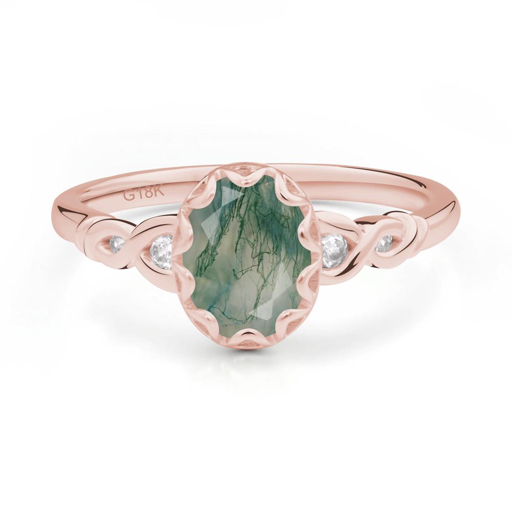 Vintage Moss Agate Oval Cut Engagement Ring - LUO Jewelry #metal_18k rose gold