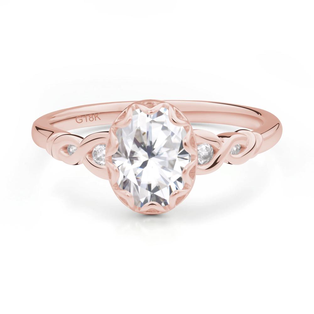 Vintage Moissanite Oval Cut Engagement Ring - LUO Jewelry #metal_18k rose gold