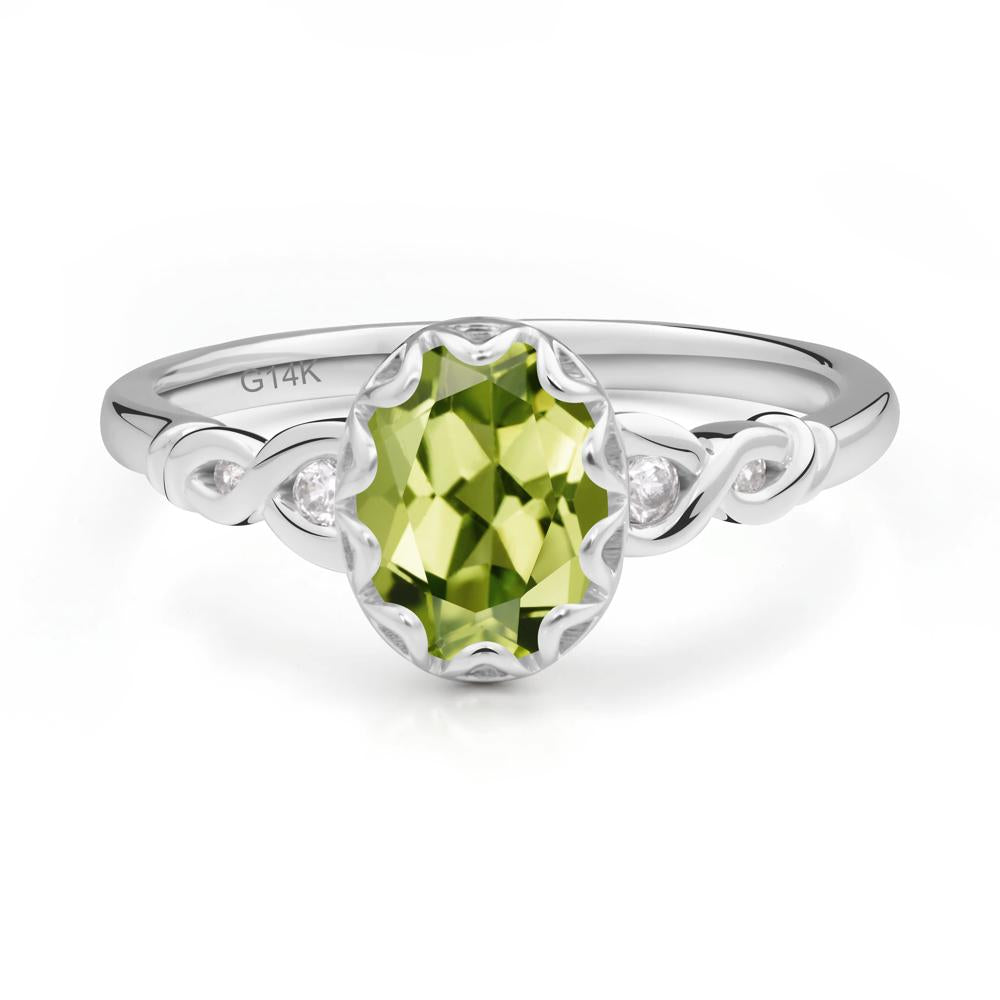 Peridot Vintage Oval Engagement Ring - LUO Jewelry #metal_14k white gold