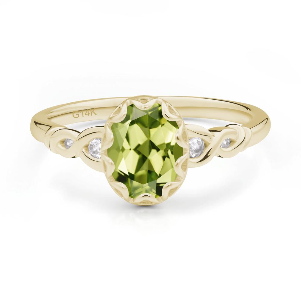 Peridot Vintage Oval Engagement Ring - LUO Jewelry #metal_14k yellow gold