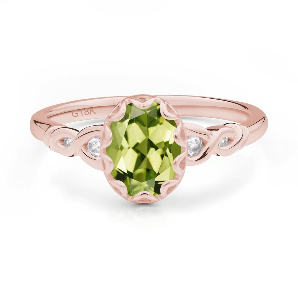 Peridot Vintage Oval Engagement Ring - LUO Jewelry #metal_18k rose gold