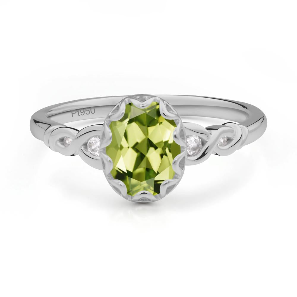 Peridot Vintage Oval Engagement Ring - LUO Jewelry #metal_platinum