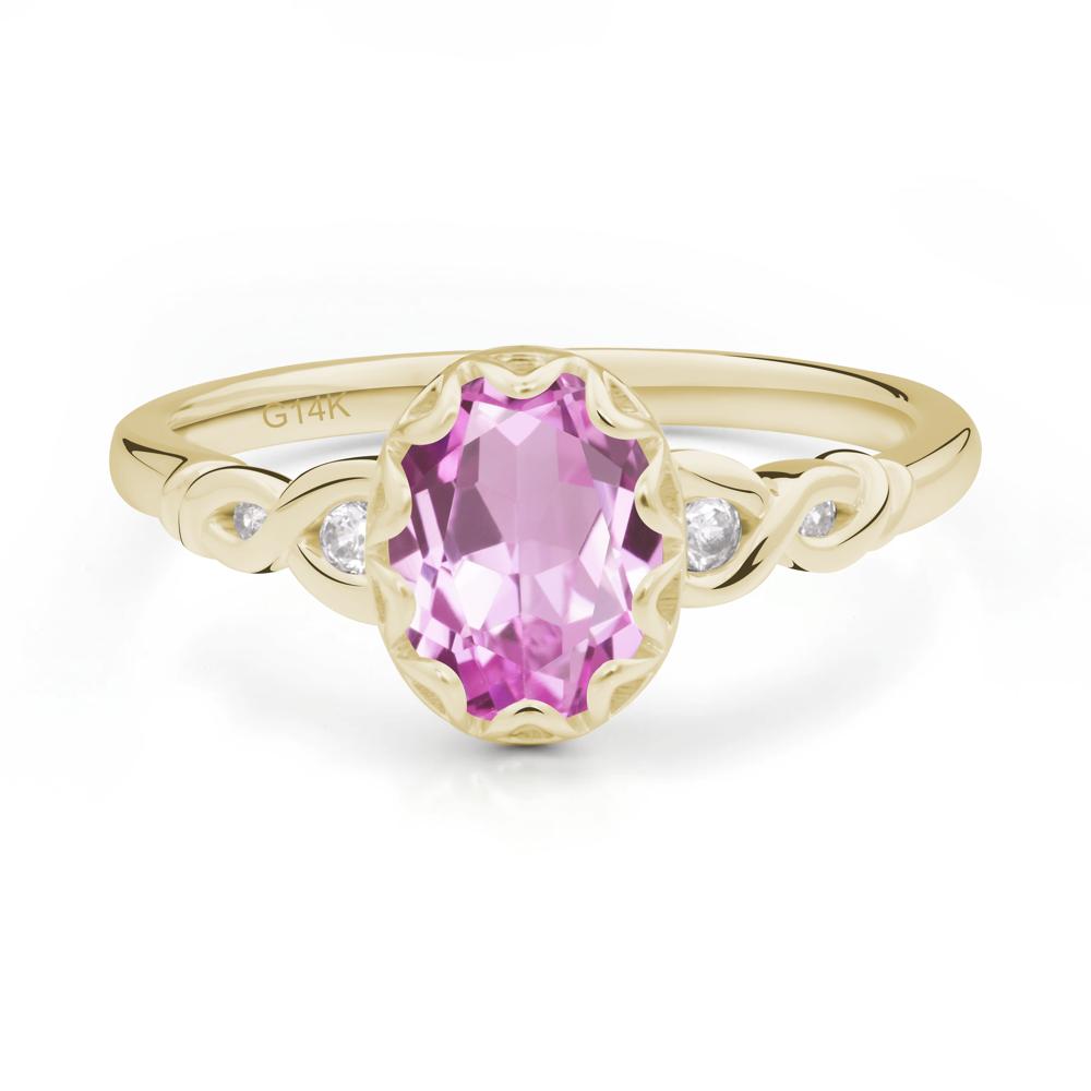 Vintage Pink Sapphire Oval Cut Engagement Ring - LUO Jewelry #metal_14k yellow gold