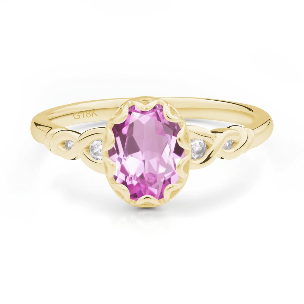 Vintage Pink Sapphire Oval Cut Engagement Ring - LUO Jewelry #metal_18k yellow gold
