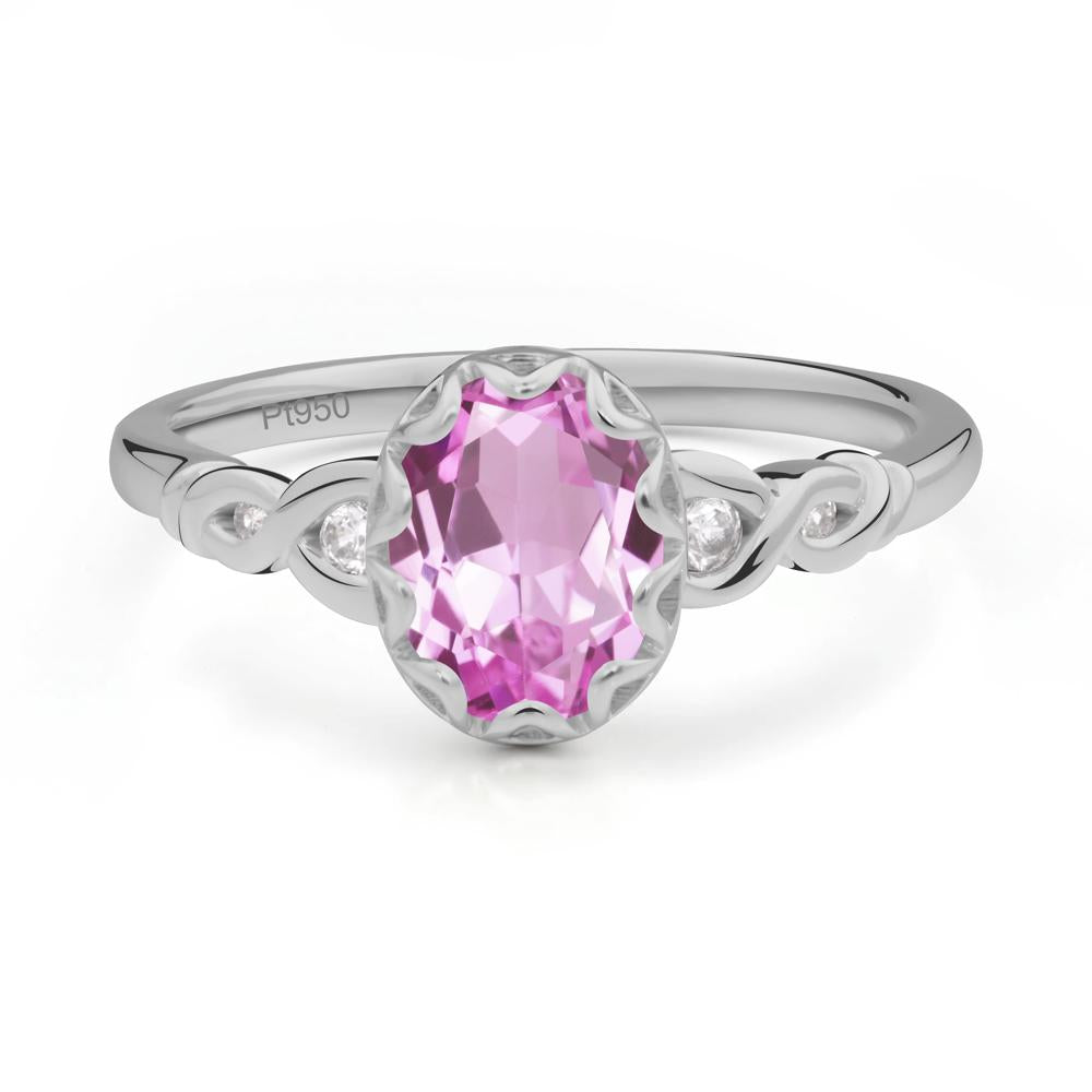 Vintage Pink Sapphire Oval Cut Engagement Ring - LUO Jewelry #metal_platinum
