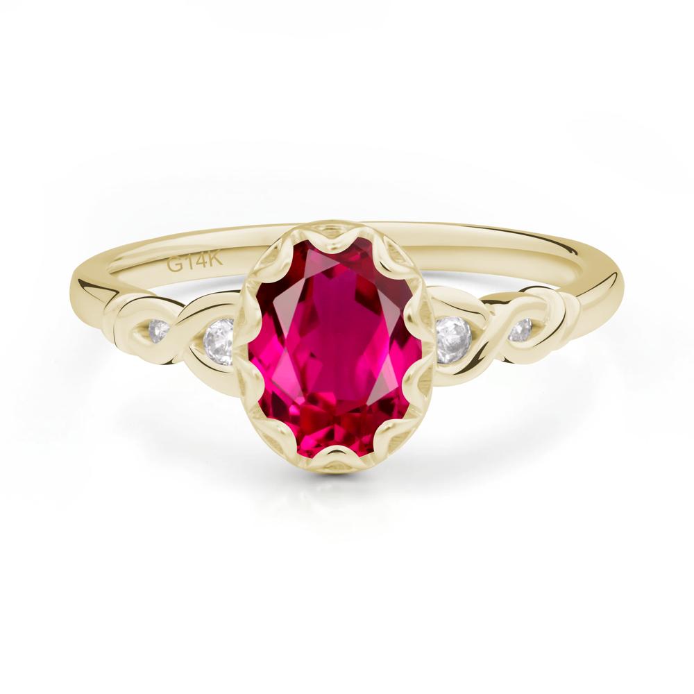 Ruby Vintage Oval Engagement Ring - LUO Jewelry #metal_14k yellow gold