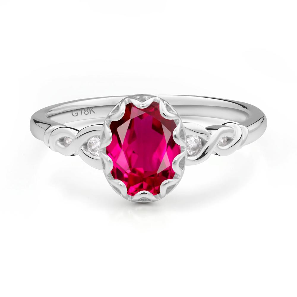 Ruby Vintage Oval Engagement Ring - LUO Jewelry #metal_18k white gold