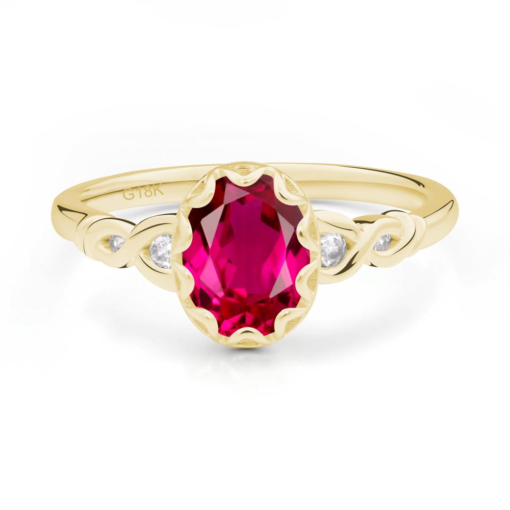 Ruby Vintage Oval Engagement Ring - LUO Jewelry #metal_18k yellow gold